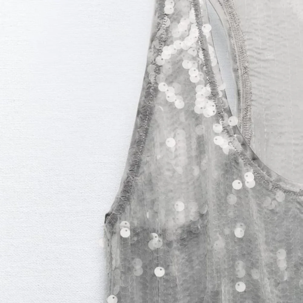 ZARA SEQUIN DRESS SILVER | 2712/246 326/015 - Picture 7 of 7